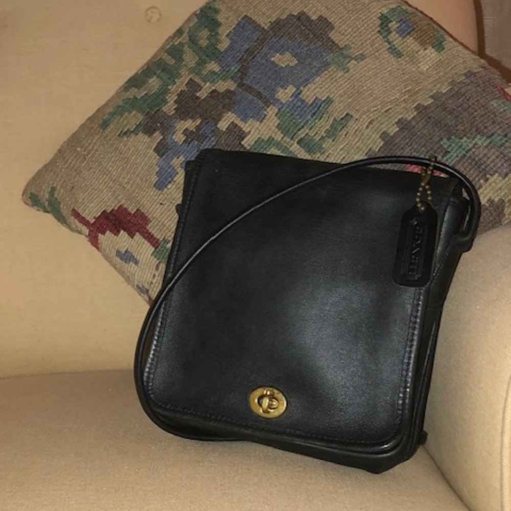 Black Leather Coach Crossbody Bag
